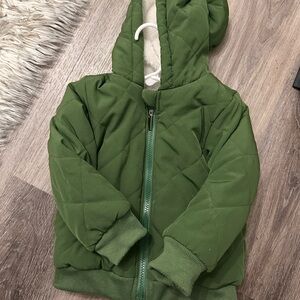 Olive Quilted Kids Puffer Jacket